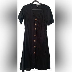 Worthington Dress Womens 6/M Black Buttons Up Front-Cotton